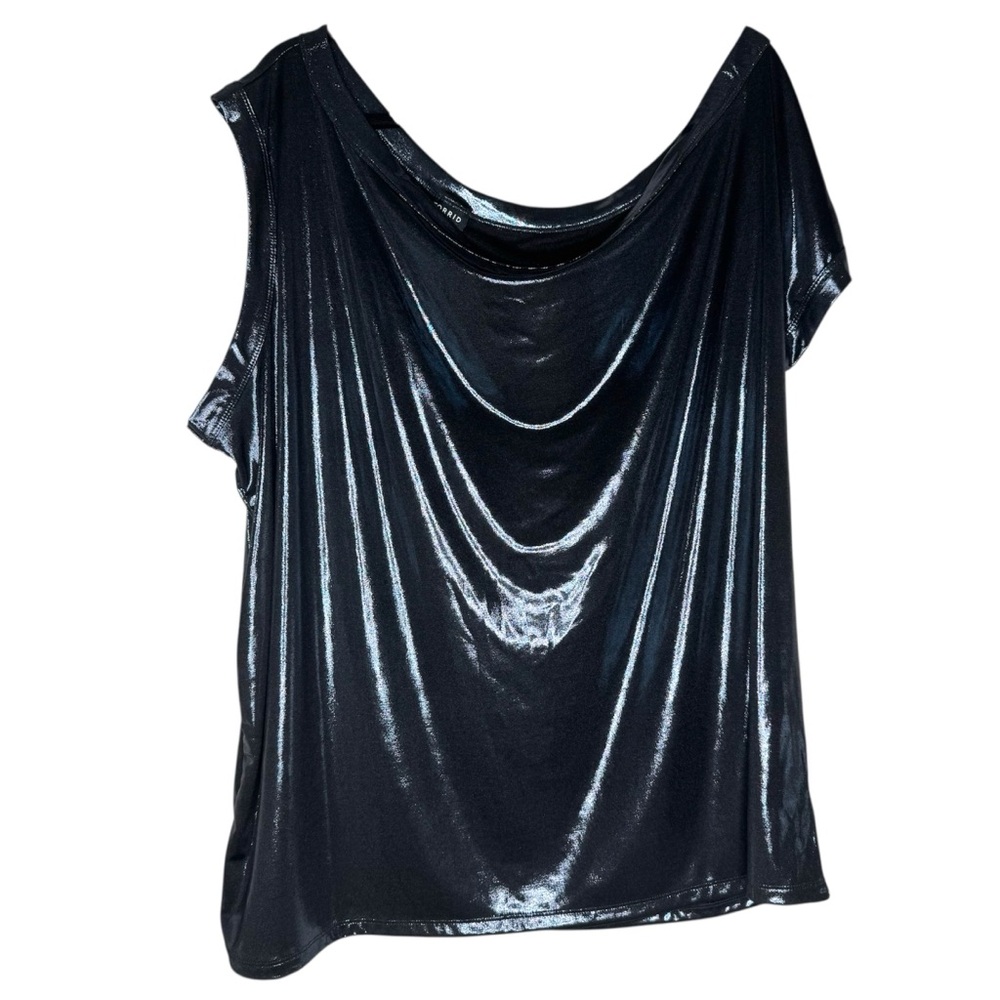 Torrid Blue Liquid Shine Off Shoulder Top Size 3